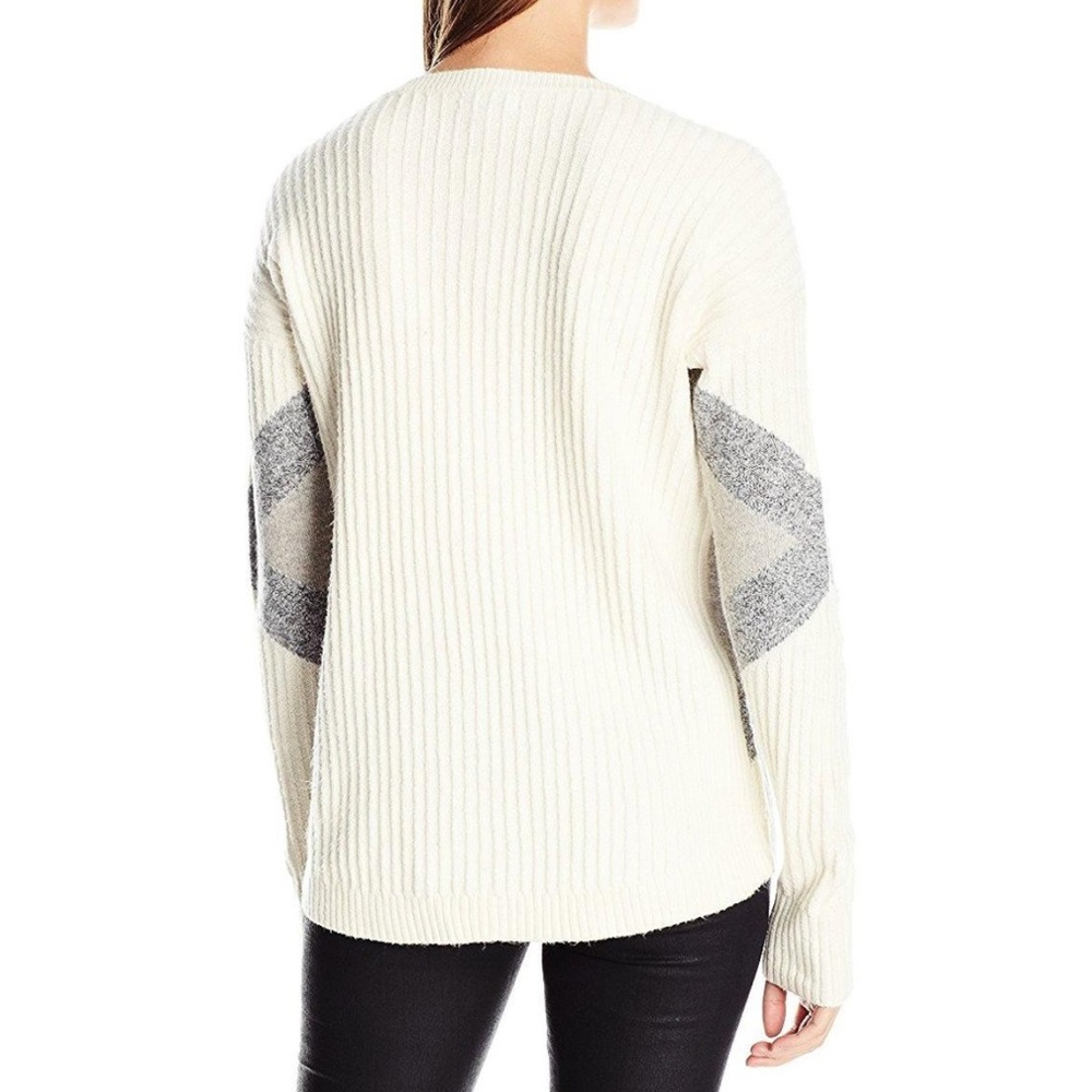 Calvin Klein cream and Gray Crew Neck Sweater with Geometric Design